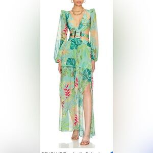 PatBO Green Floral Maxi Dress